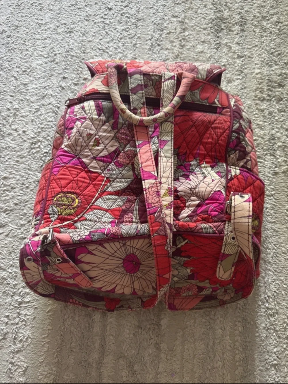 Vera Bradley Pink & Red Floral Quilted Backpack
